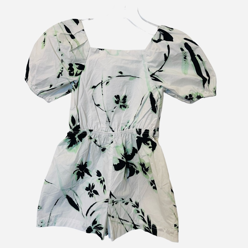 Tanya Taylor Romper Girls‎ XS White Floral Mini Stevie Smocked NWT